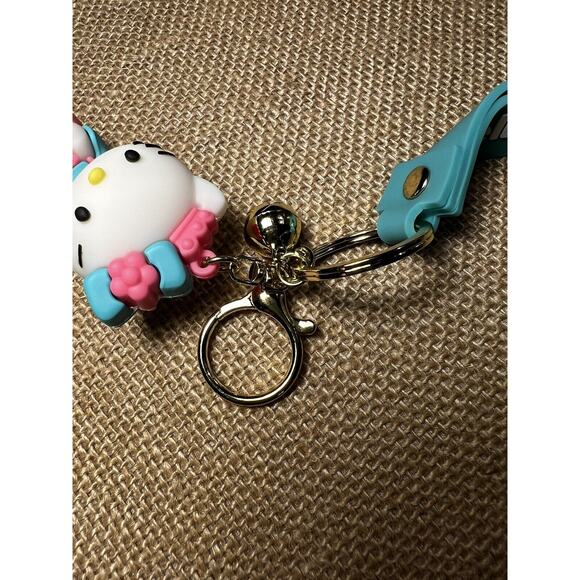 Hello Kitty (Sale in Japan Only) Teal Silicone Wristlet Key Chain & Jingle Bell - Picture 4 of 9